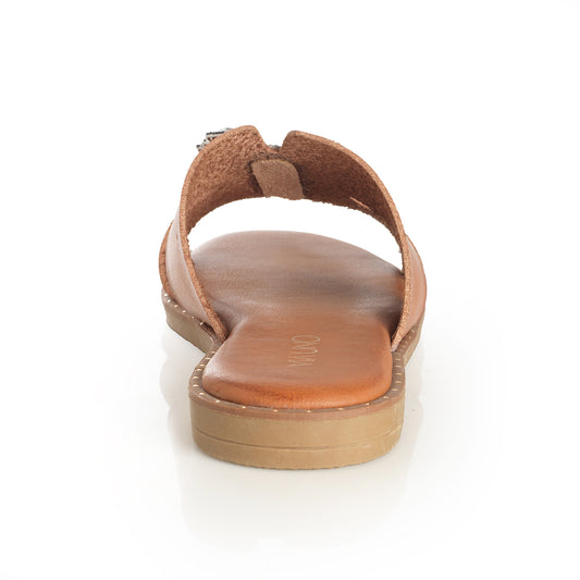 Sandalia Mujer Lanzarote Camel Taco Plano