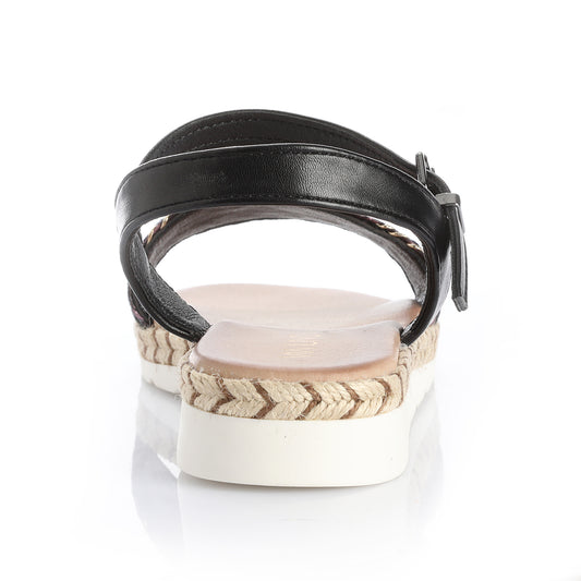 Sandalia Mujer Cala de San Pedro Negro Taco Bajo