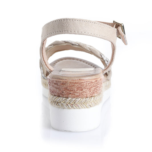 Sandalia Mujer Isla Pancha Beige Taco Mediano