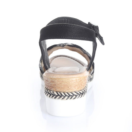 Sandalia Mujer Isla Pancha Negro Taco Mediano