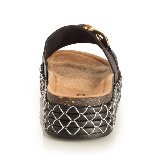 Sandalia Mujer Cala del Silencio Negro Taco Mediano