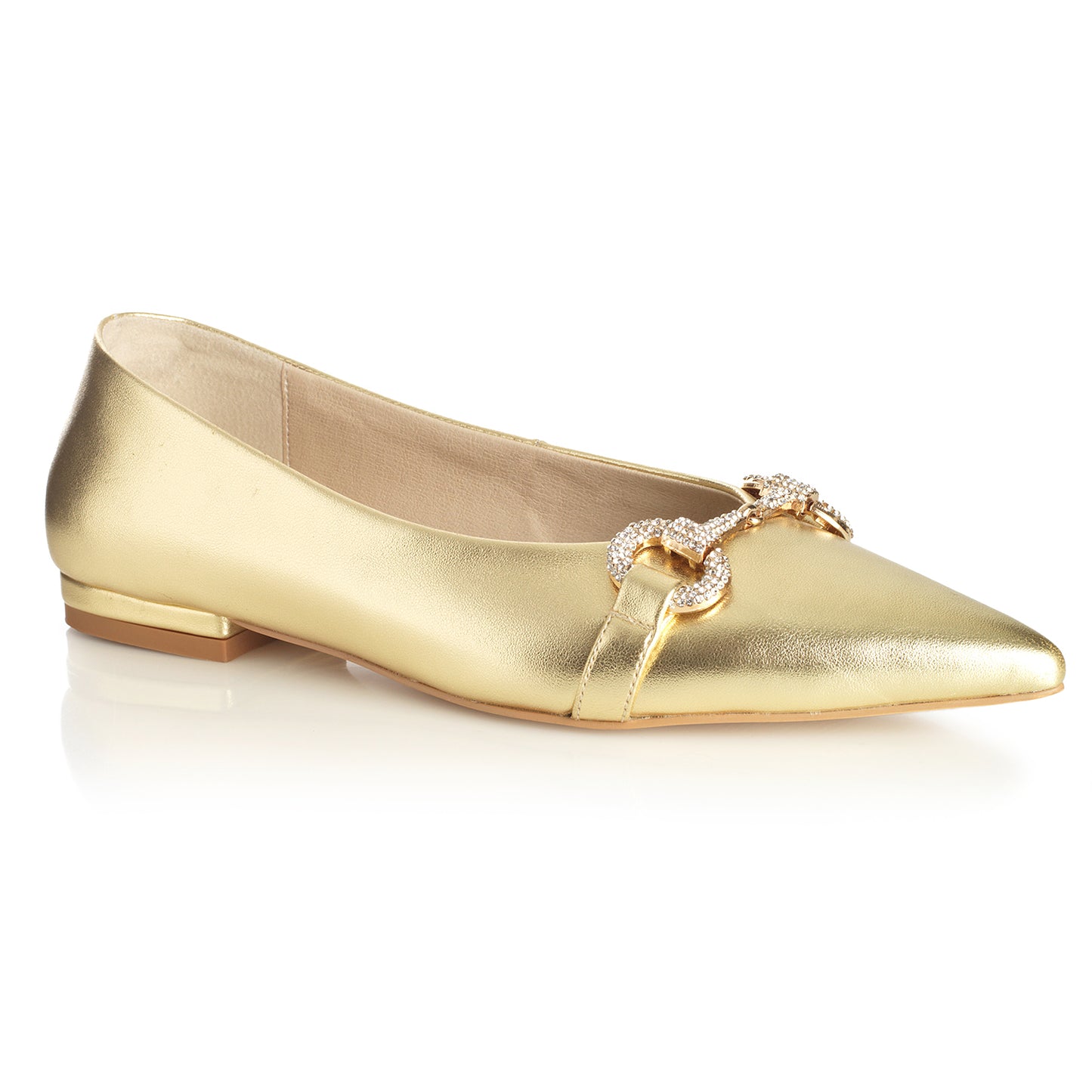 Zapato Mujer Mallorca Dorado Taco Plano