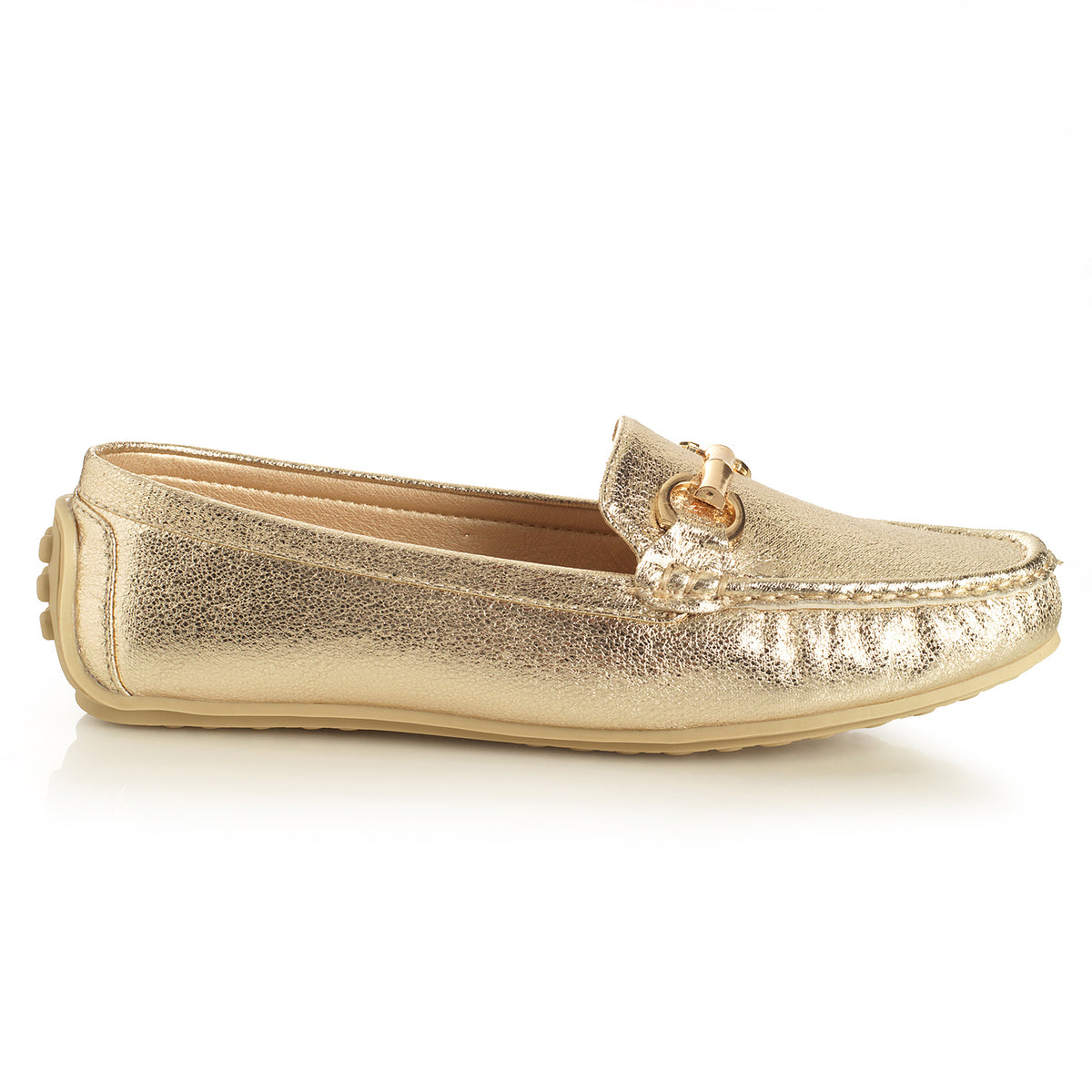 Zapato Mujer Formentera Dorado Taco Plano