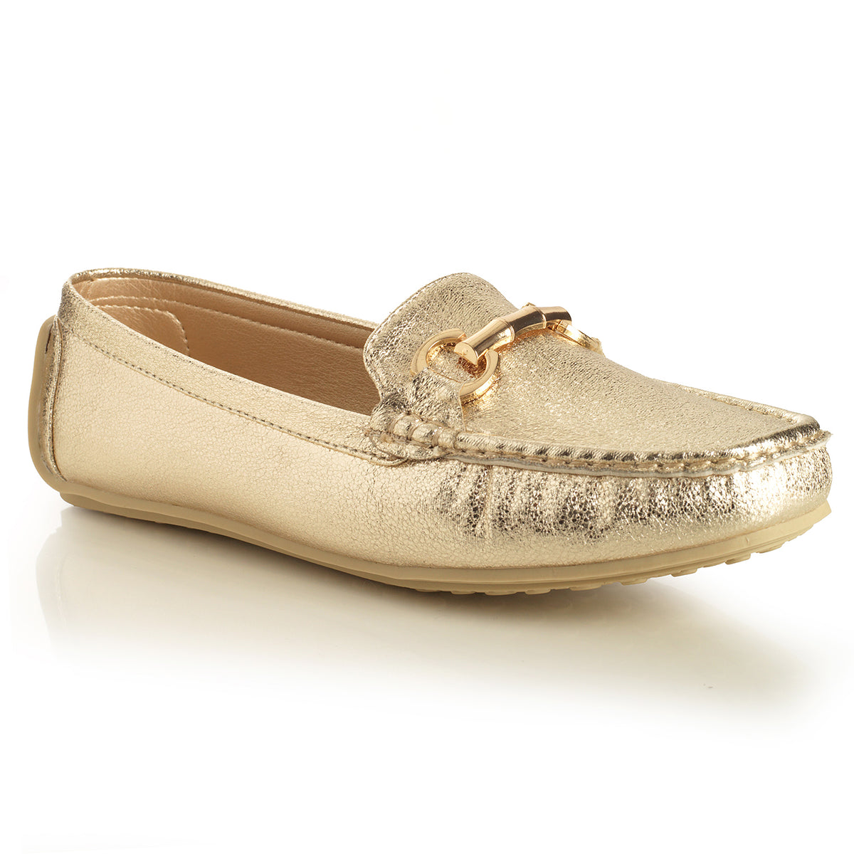 Zapato Mujer Formentera Dorado Taco Plano