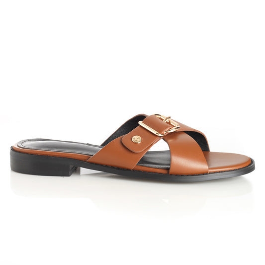 Sandalia Mujer Cantabria Camel Taco Plano