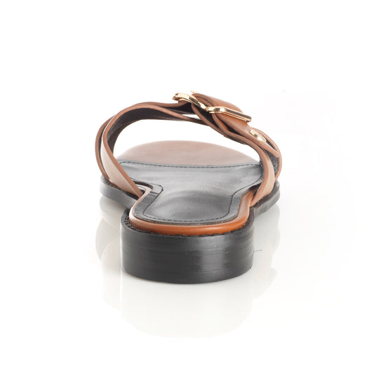 Sandalia Mujer Cantabria Camel Taco Plano