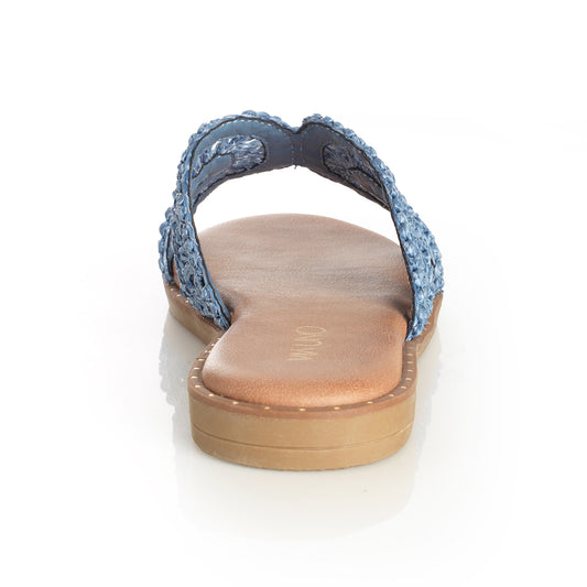 Sandalia Mujer Santander Azul Taco Plano