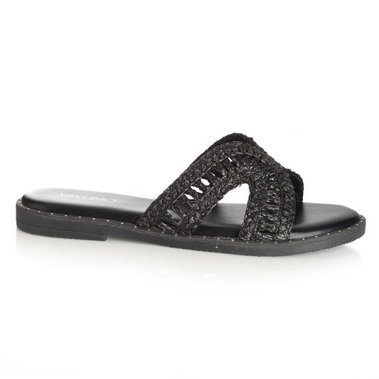 Sandalia Mujer Santander Negro Taco Plano