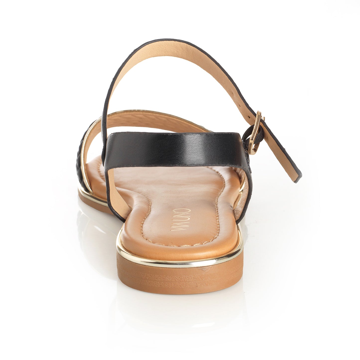 Sandalia Mujer La Palma Negro Taco Plano