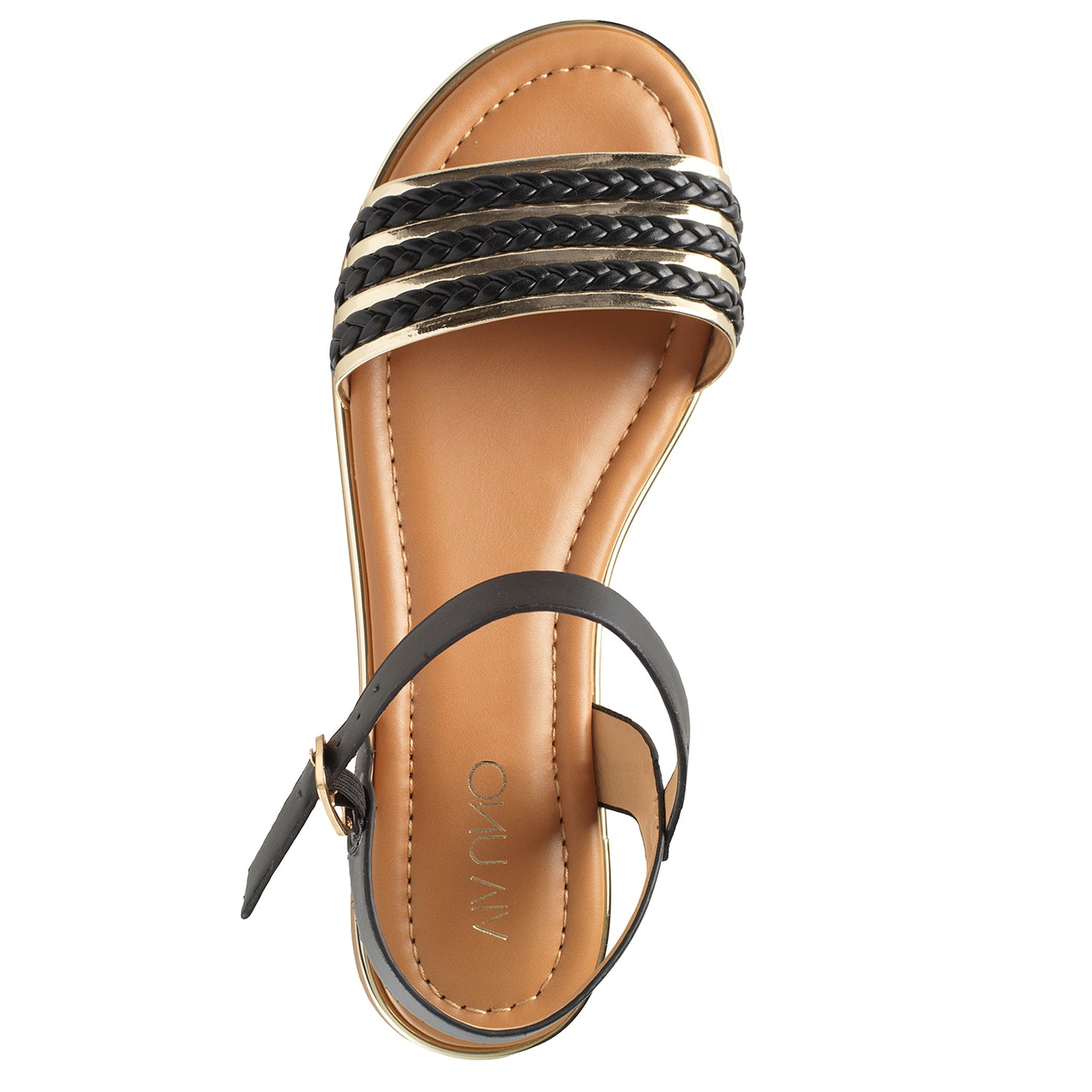 Sandalia Mujer La Palma Negro Taco Plano