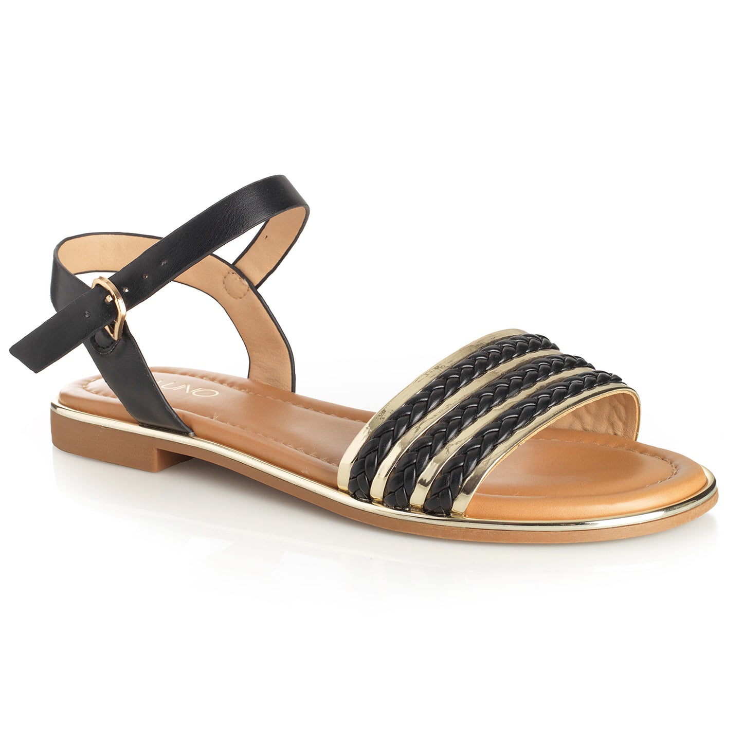 Sandalia Mujer La Palma Negro Taco Plano