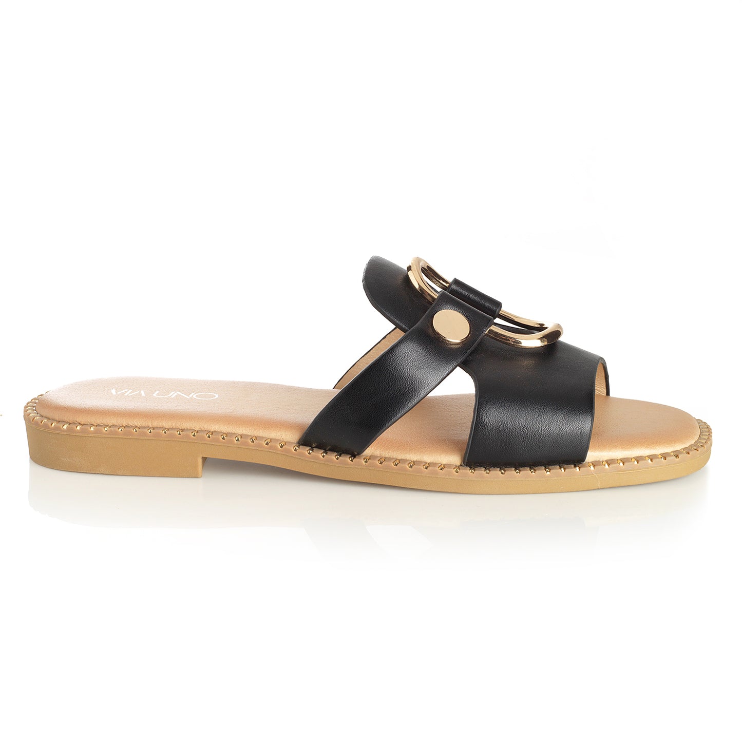 Sandalia Mujer La Gomera Negro Taco Plano