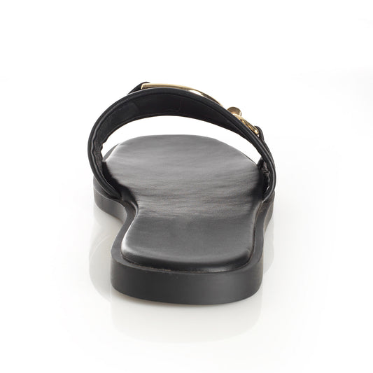 Sandalia Mujer Ons Negro Taco Plano