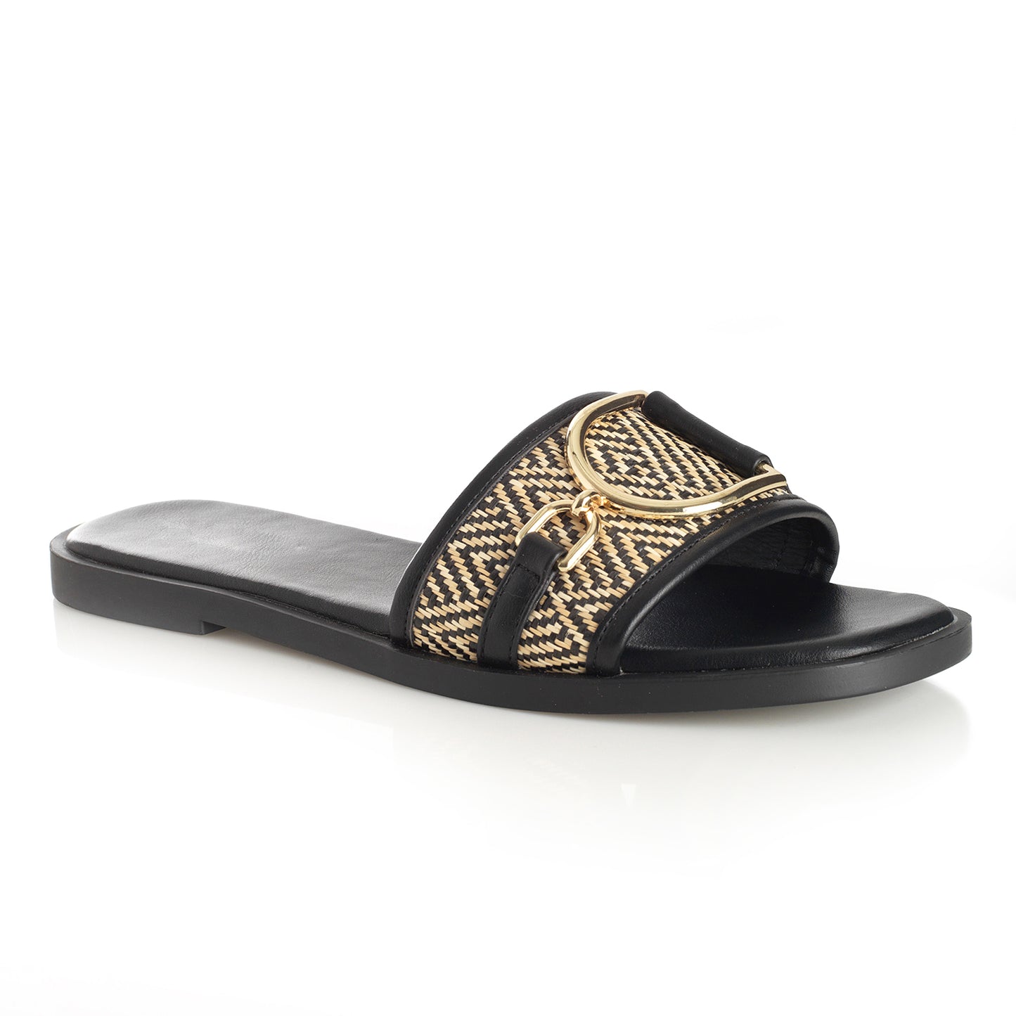 Sandalia Mujer Ons Negro Taco Plano
