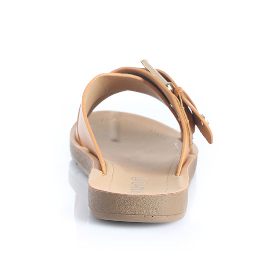 Sandalia Mujer Sálvora Camel Taco Plano