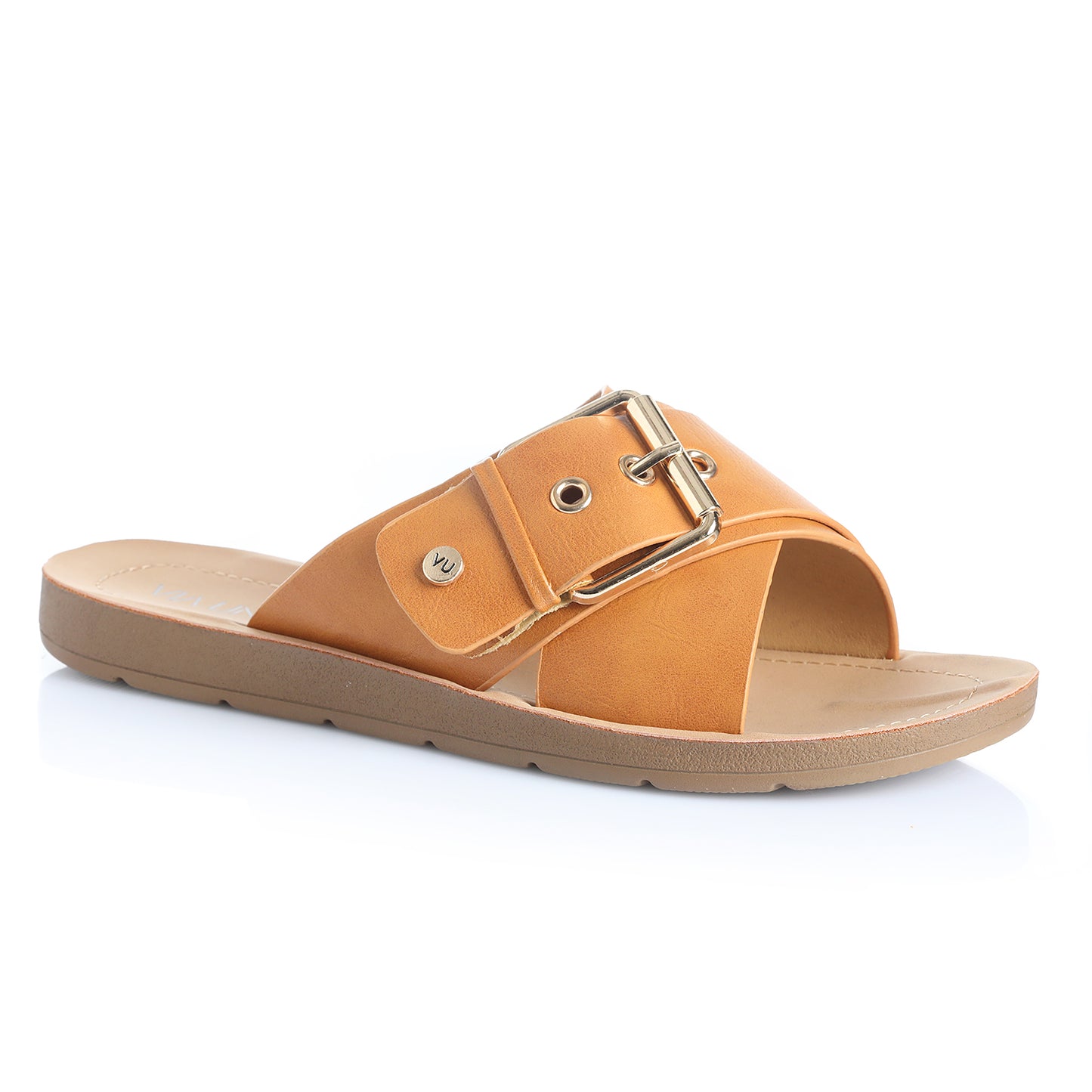 Sandalia Mujer Sálvora Camel Taco Plano