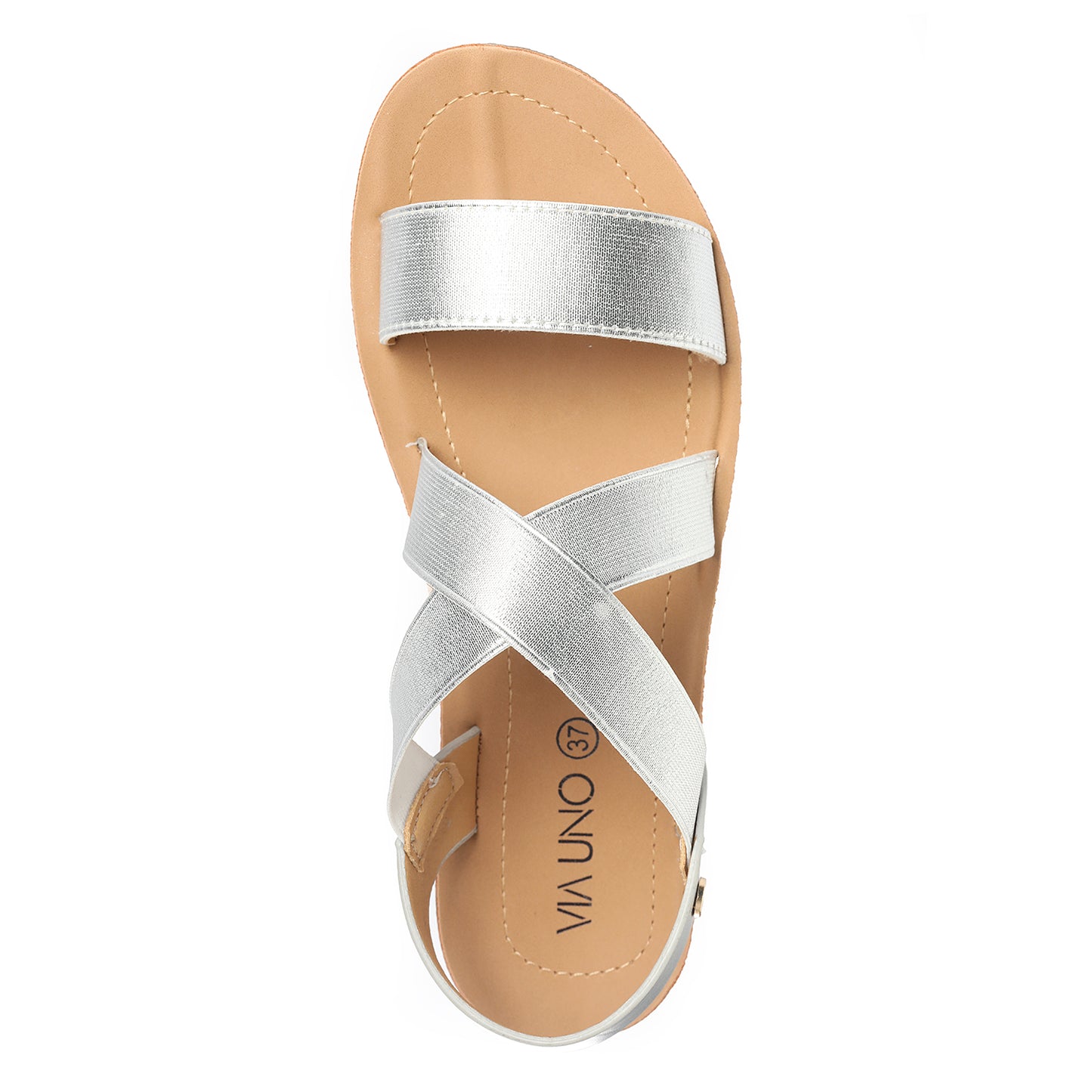 Sandalia Mujer Tabarca Plata Taco Plano