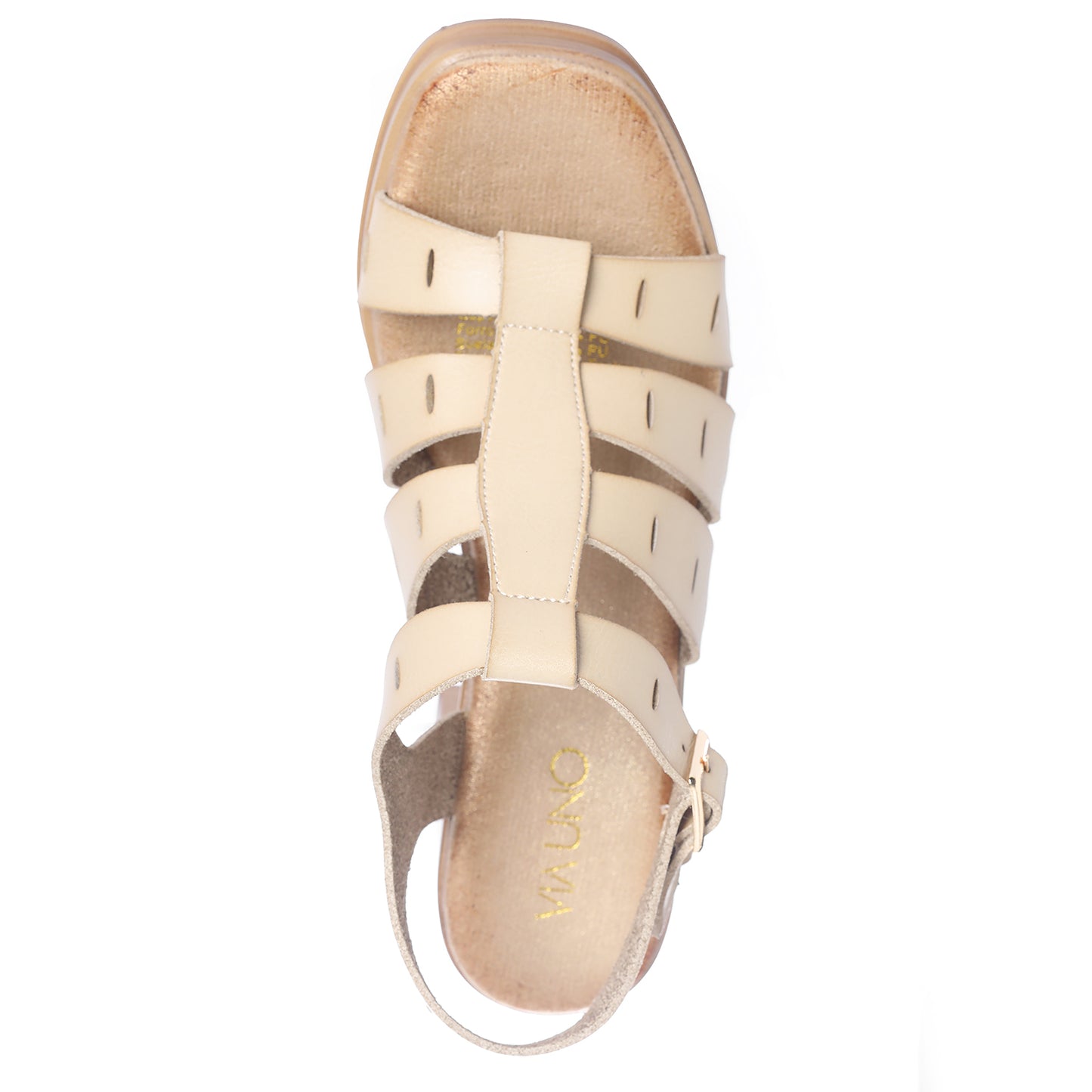Sandalia Mujer Cala Futadera Beige Taco Alto