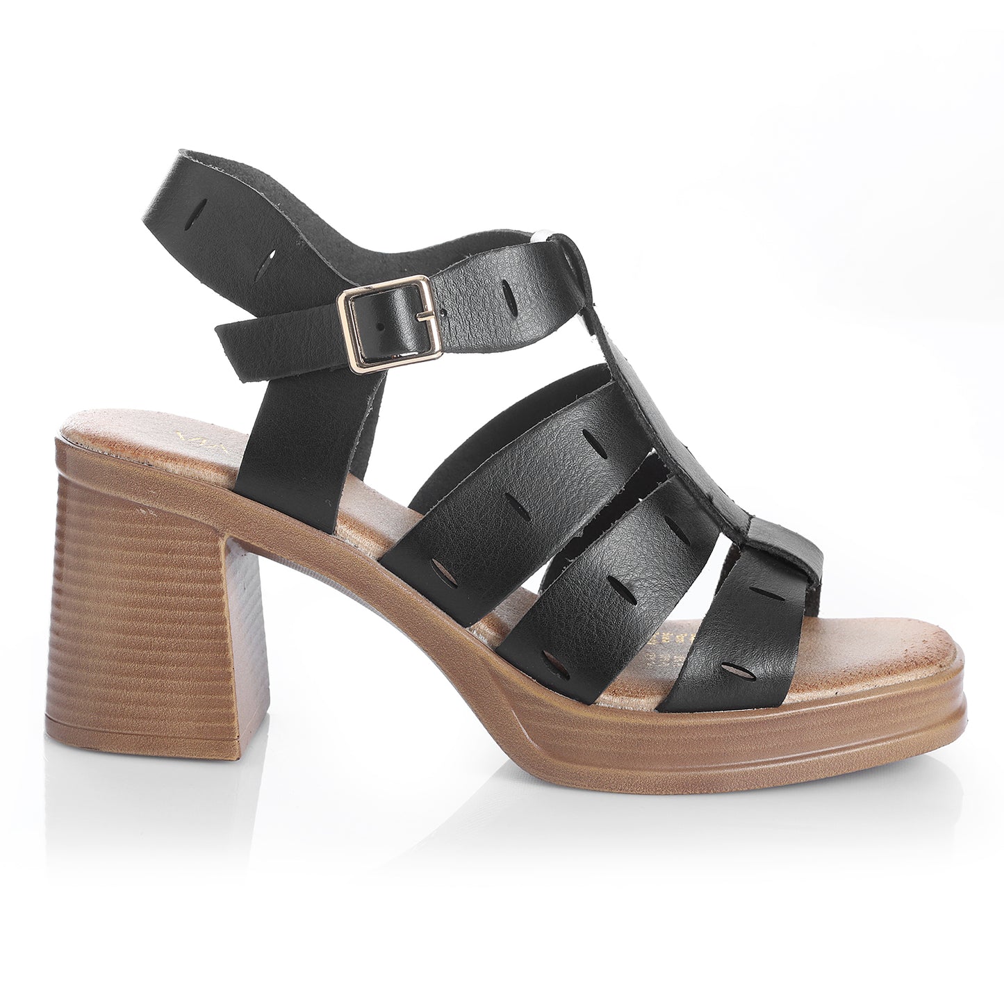 Sandalia Mujer Cala Futadera Negro Taco Alto