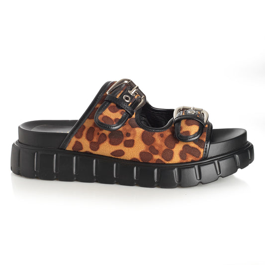 Sandalia Mujer Cala Fustera  Leopardo Taco Bajo