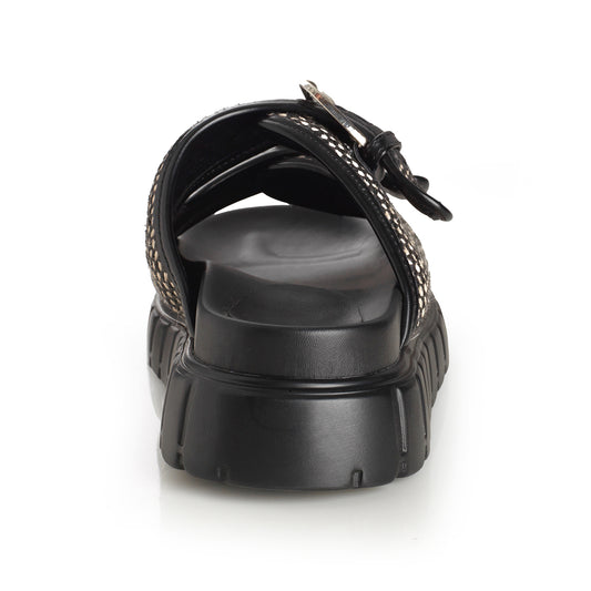 Sandalia Mujer Cala Fustera  Negro Taco Bajo