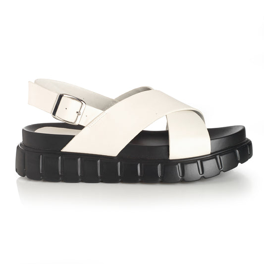 Sandalia Mujer Cala Baladrar  Beige Taco Bajo