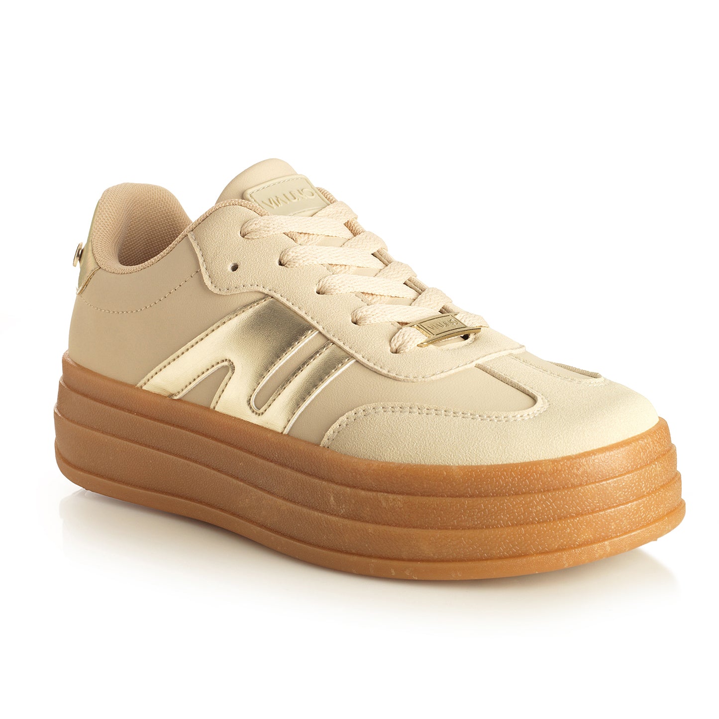 Zapatilla Mujer Cala del Cuervo Dorado Taco Bajo