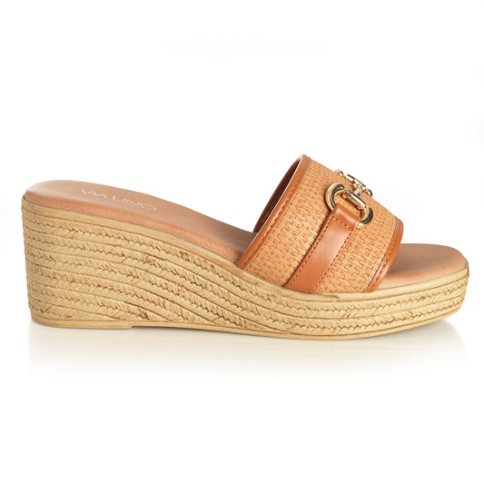 Sandalia Mujer Cala Higuera Camel Taco Mediano